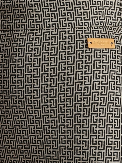 Shop Balmain Monogram Jacquard Flared Trousers In Grey