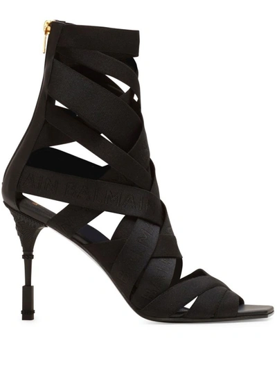 Shop Balmain Moneta Strappy Sandals In Black