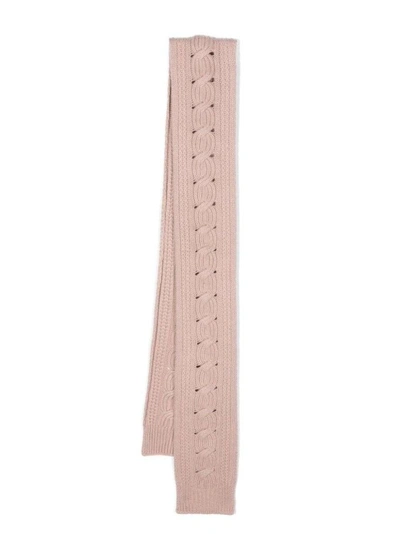 Shop Lorena Antoniazzi Cable-knit Cashmere Scarf In Pink