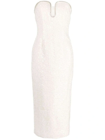 Shop Self-portrait Sequinned Bouclé Midi Dress In White