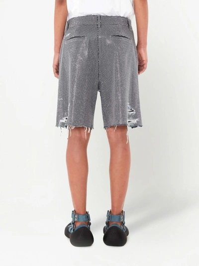 Jw Anderson Distressed Embellished Denim Shorts In Grey
