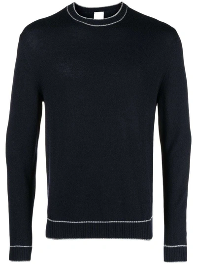 Shop Eleventy Stripe-detail Wool Sweatshirt In Black