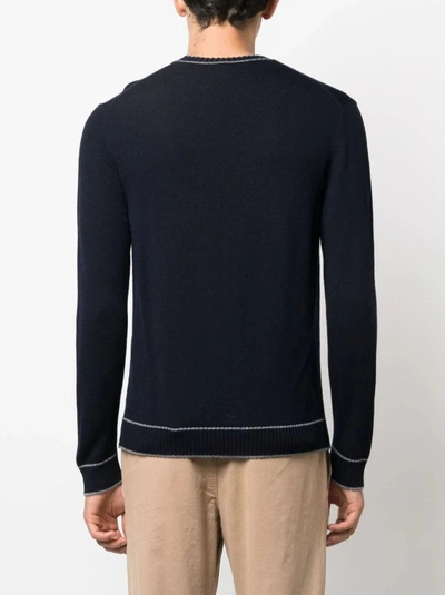 Shop Eleventy Stripe-detail Wool Sweatshirt In Black