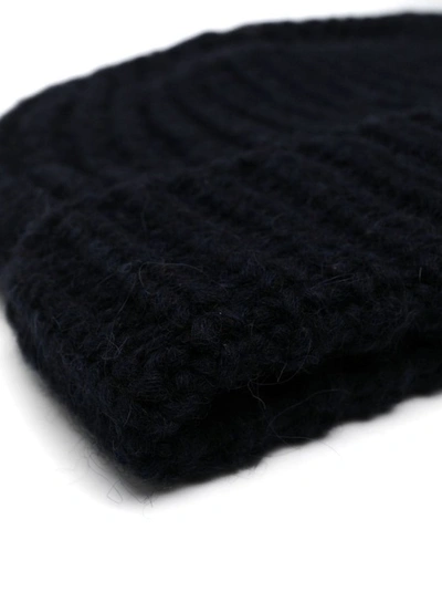 Shop Eleventy Ribbed-knit Blue Beanie In Black