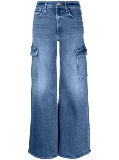 Shop Mother The Undercover Cargo Sneak Wide-leg Denim Jeans In Blue