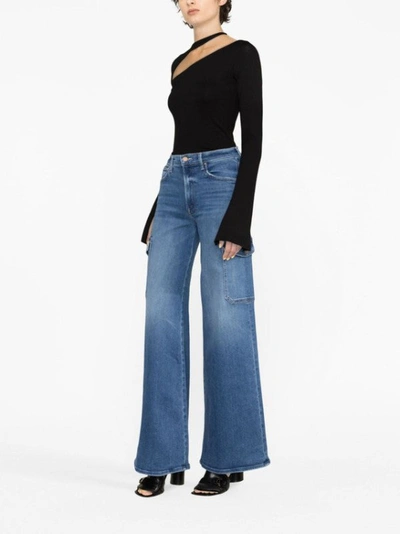 Shop Mother The Undercover Cargo Sneak Wide-leg Denim Jeans In Blue