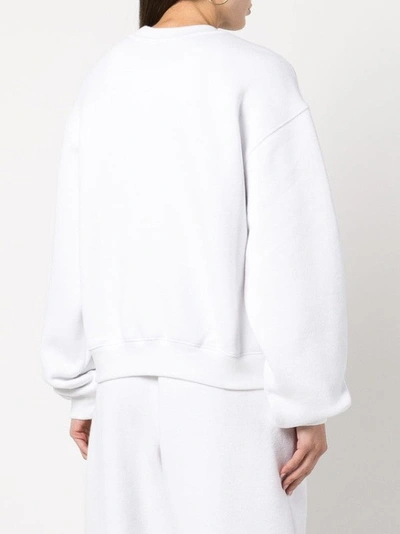 Shop Alexander Wang Logo-print  Crew Neck Cotton Sweatshirt In White