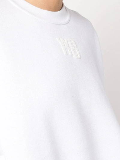 Shop Alexander Wang Logo-print  Crew Neck Cotton Sweatshirt In White
