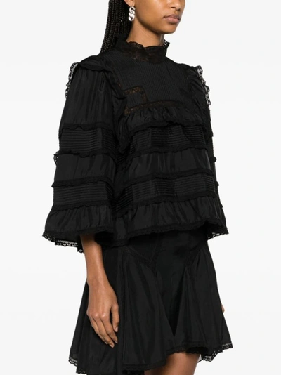 Shop Isabel Marant Zalmara Lace-panelling Blouse In Black
