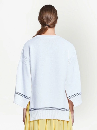 Shop Marni Logo Intarsia-knit Knitwear Sweater In White