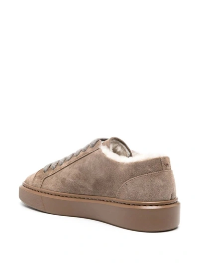 Shop Doucal's Suede Shearling-lining Sneakers In Brown