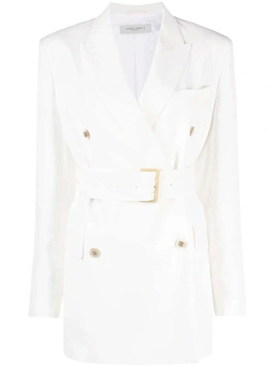 Golden Goose Double-breasted Clizia Blazer With Belt At The Waist In White