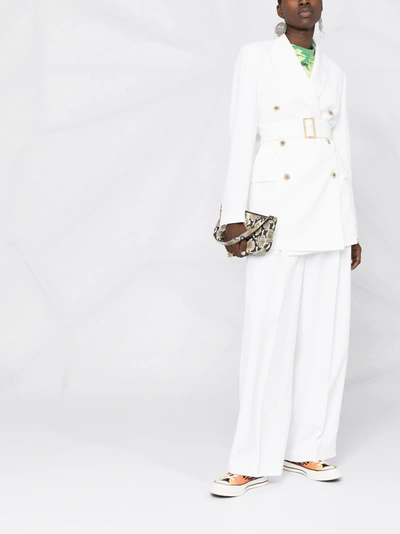 Golden Goose Double-breasted Clizia Blazer With Belt At The Waist In White