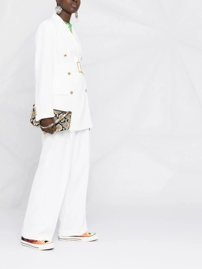 Golden Goose Double-breasted Clizia Blazer With Belt At The Waist In White