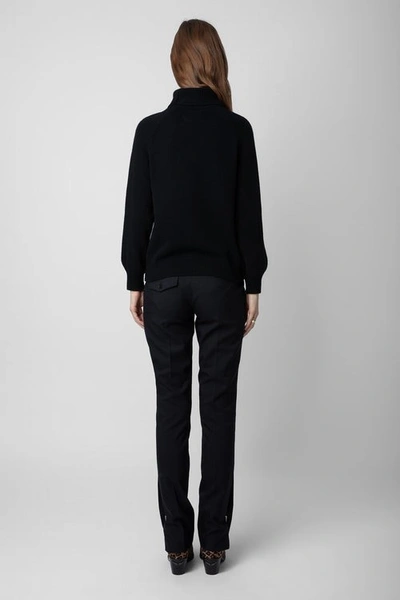 Shop Zadig & Voltaire Roll-neck Black Cashmere Knitwear Jumper