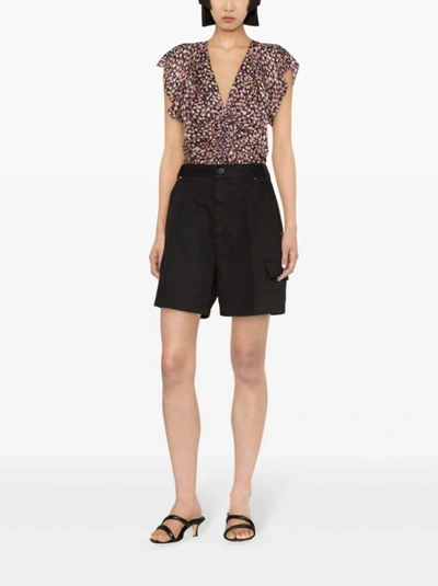 Shop Isabel Marant Lisette Cotton Cargo Shorts In Black