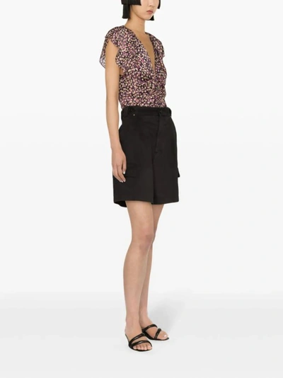 Shop Isabel Marant Lisette Cotton Cargo Shorts In Black