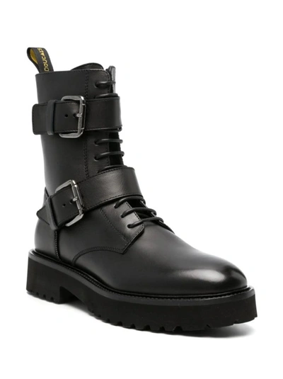 Shop Doucal's Buckled Lace-up Leather Boots In Black