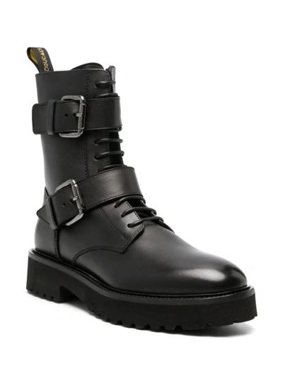 Doucal's Buckled Lace-up Leather Boots In Black