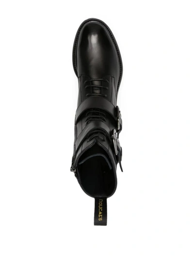 Doucal's Buckled Lace-up Leather Boots In Black