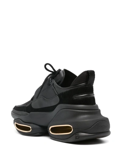 Shop Balmain B-bold Leather Sneakers In Black