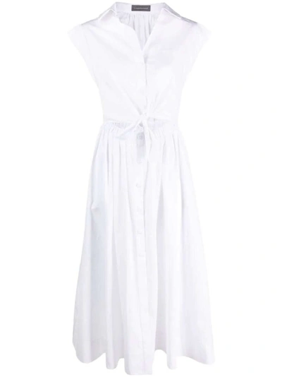 Shop Lorena Antoniazzi Lace-up Midi Cotton White Dress