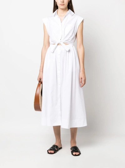 Shop Lorena Antoniazzi Lace-up Midi Cotton White Dress