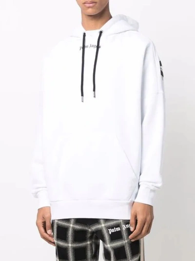 Shop Palm Angels Logo-print Drawstring Hoodie In White