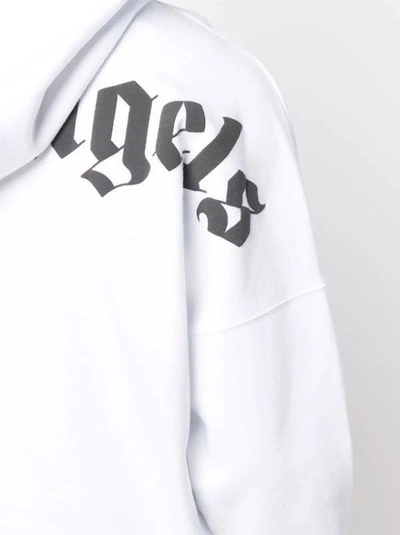 Shop Palm Angels Logo-print Drawstring Hoodie In White