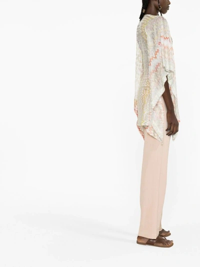 Shop Missoni Sheer Zigzag Print Tunic In Neutrals