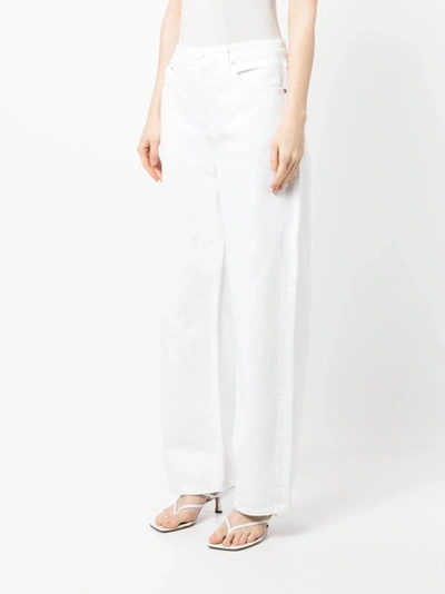 Agolde 'luna' White Jeans With Logo Patch On The Rear And Fringed Hem In White