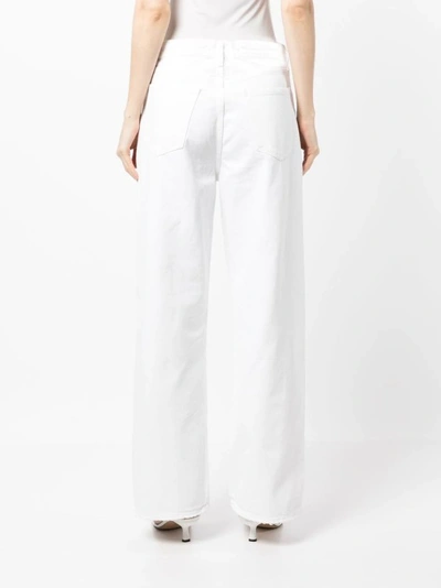 Agolde 'luna' White Jeans With Logo Patch On The Rear And Fringed Hem In White