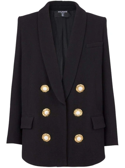 Balmain Button-fastening Double-breasted Jacket In Black