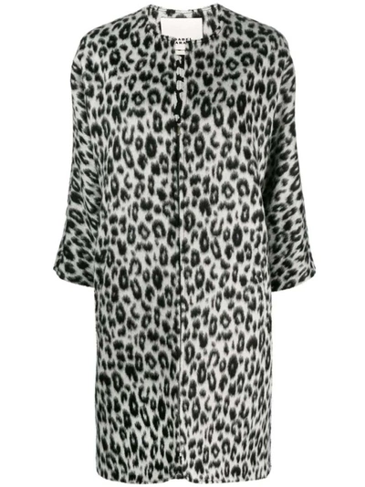 Shop Isabel Marant Leopard-print Zip-up Coat In Grey