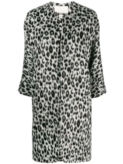 Isabel Marant Leopard-print Zip-up Coat In Grey