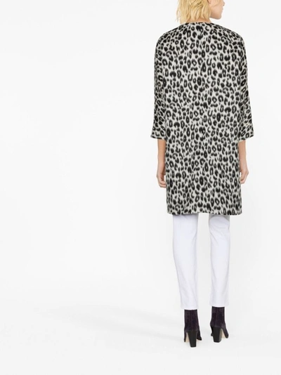 Isabel Marant Leopard-print Zip-up Coat In Grey