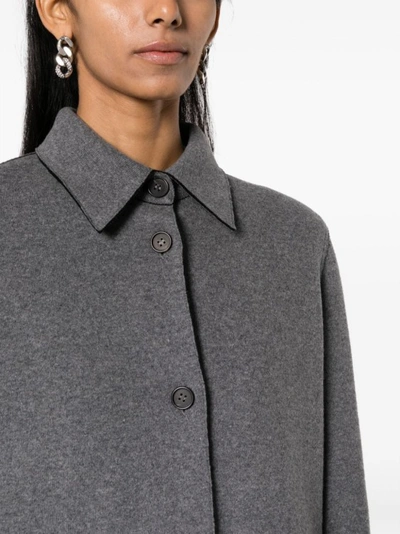 Shop Lorena Antoniazzi Logo-plaque Wool-blend Grey Jacket