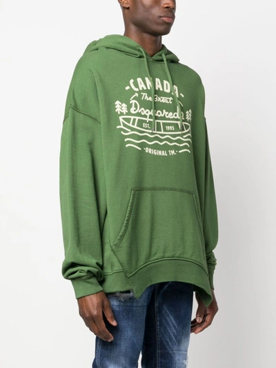 Shop Dsquared2 Graphic-print Verde Cotton Hoodie In Green