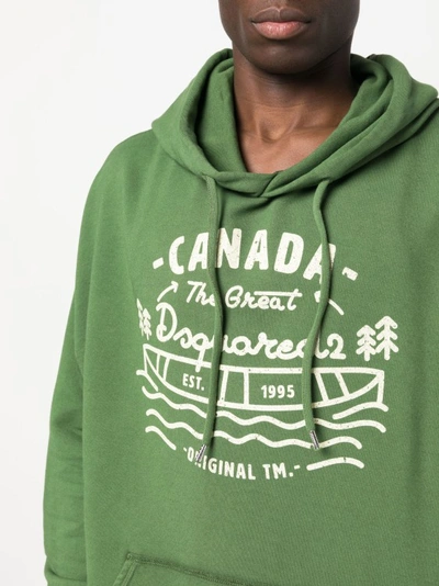 Shop Dsquared2 Graphic-print Verde Cotton Hoodie In Green