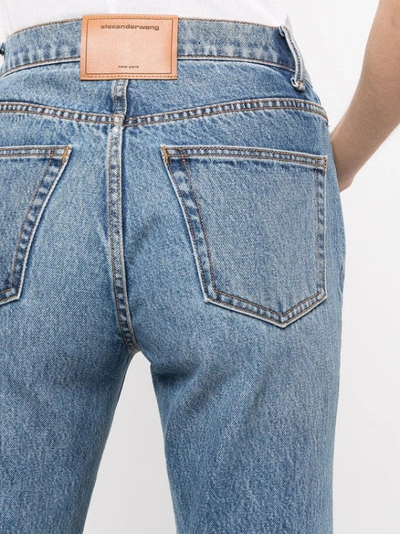 Shop Alexander Wang Logo-patch Cropped Denim Jeans In Blue