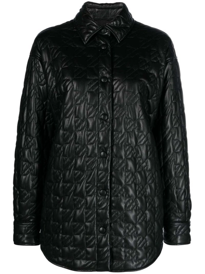 Shop Msgm Diamond Quilting Jacket In Black