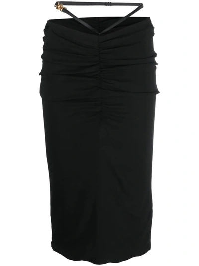 Shop Versace Medusa Georgette Midi Skirt In Black
