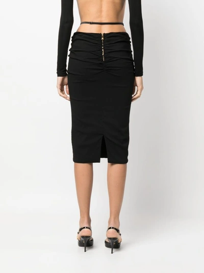 Shop Versace Medusa Georgette Midi Skirt In Black
