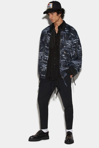 Dsquared2 Man Jacket Slate Blue Size 44 Polyamide In Black