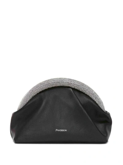 Shop Jw Anderson Bumper-clutch Crystal-embellished Mini Bag In Black