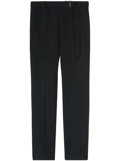 Shop Off-white Belted Slim-fit Trousers In Black