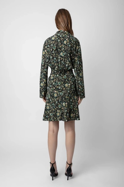 Shop Zadig & Voltaire Rozo Floral-print Silk Dress In Black