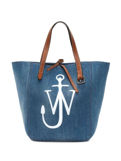 Shop Jw Anderson Belt Denim Tote Bag In Blue