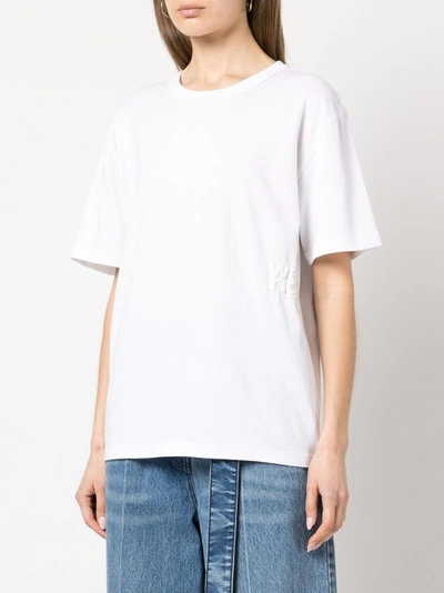 Shop Alexander Wang White Rubberised Logo Cotton T-shirt