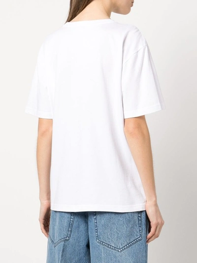 Shop Alexander Wang White Rubberised Logo Cotton T-shirt